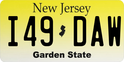 NJ license plate I49DAW