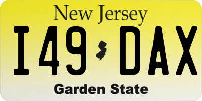 NJ license plate I49DAX