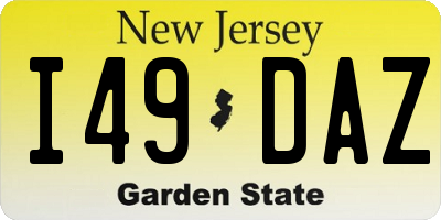 NJ license plate I49DAZ