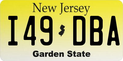 NJ license plate I49DBA