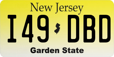 NJ license plate I49DBD
