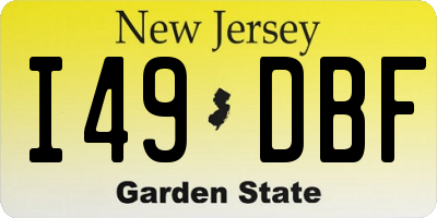 NJ license plate I49DBF