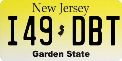 NJ license plate I49DBT