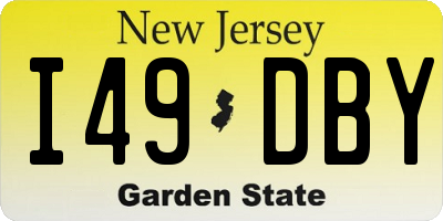 NJ license plate I49DBY