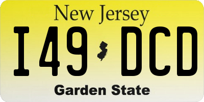 NJ license plate I49DCD