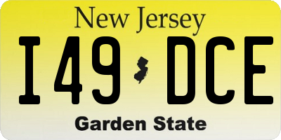 NJ license plate I49DCE