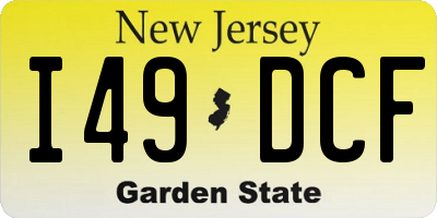 NJ license plate I49DCF