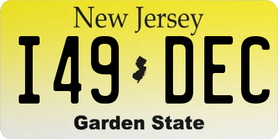 NJ license plate I49DEC