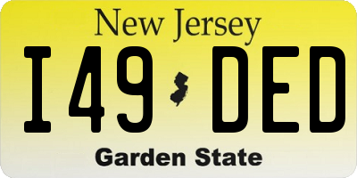 NJ license plate I49DED