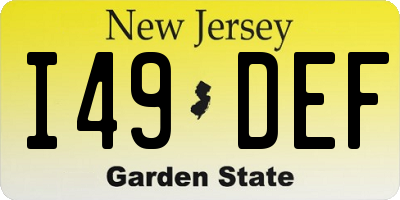 NJ license plate I49DEF