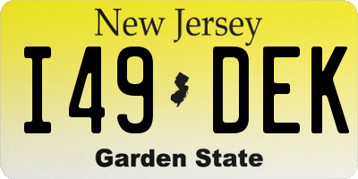 NJ license plate I49DEK
