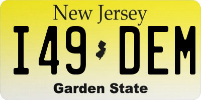 NJ license plate I49DEM