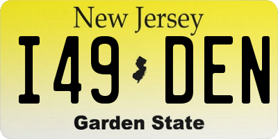 NJ license plate I49DEN