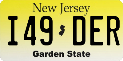 NJ license plate I49DER