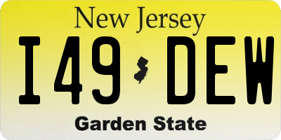 NJ license plate I49DEW