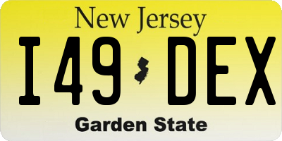 NJ license plate I49DEX