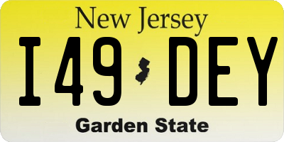 NJ license plate I49DEY