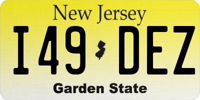 NJ license plate I49DEZ