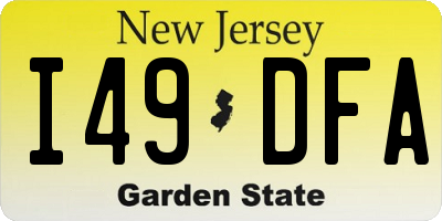 NJ license plate I49DFA