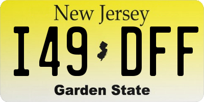 NJ license plate I49DFF