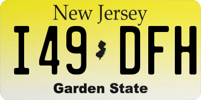 NJ license plate I49DFH