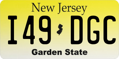 NJ license plate I49DGC