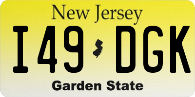 NJ license plate I49DGK