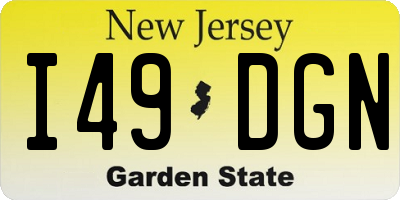 NJ license plate I49DGN