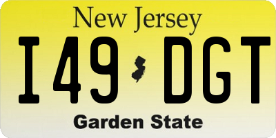 NJ license plate I49DGT