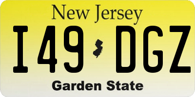 NJ license plate I49DGZ
