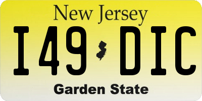 NJ license plate I49DIC