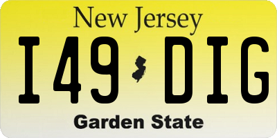 NJ license plate I49DIG