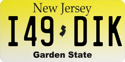 NJ license plate I49DIK