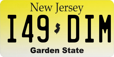 NJ license plate I49DIM