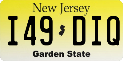 NJ license plate I49DIQ