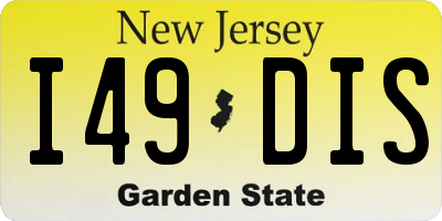 NJ license plate I49DIS