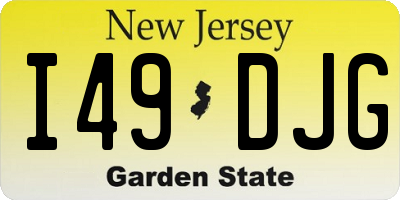 NJ license plate I49DJG
