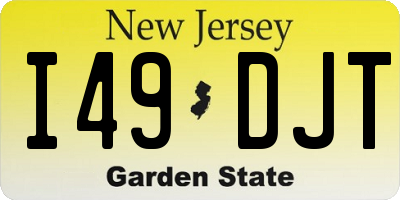 NJ license plate I49DJT
