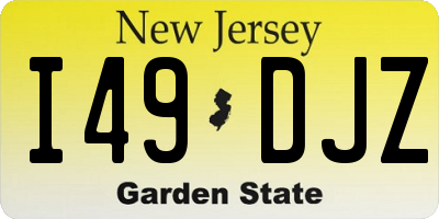 NJ license plate I49DJZ