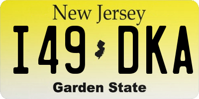 NJ license plate I49DKA
