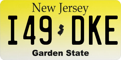 NJ license plate I49DKE