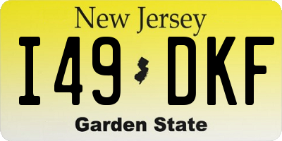 NJ license plate I49DKF