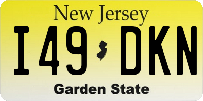 NJ license plate I49DKN