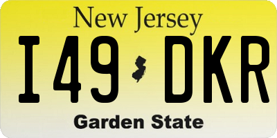 NJ license plate I49DKR