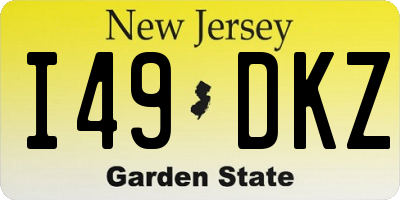 NJ license plate I49DKZ