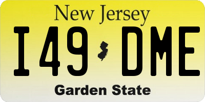 NJ license plate I49DME