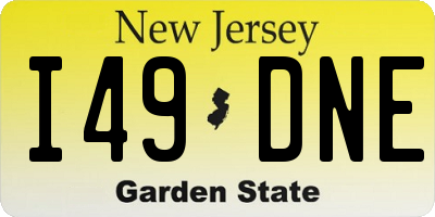 NJ license plate I49DNE
