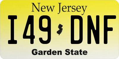 NJ license plate I49DNF