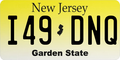 NJ license plate I49DNQ
