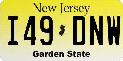NJ license plate I49DNW